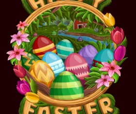 Easter poster template design vector 05