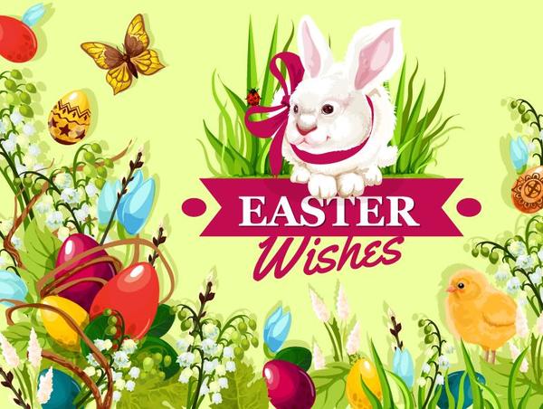 Easter poster template design vector 06