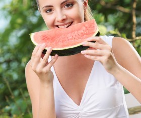 Eat watermelon girls Stock Photo 02
