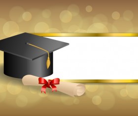 Education diploma with graduation cap and abstract background vector 01