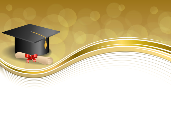 Education diploma with graduation cap and abstract background vector 02
