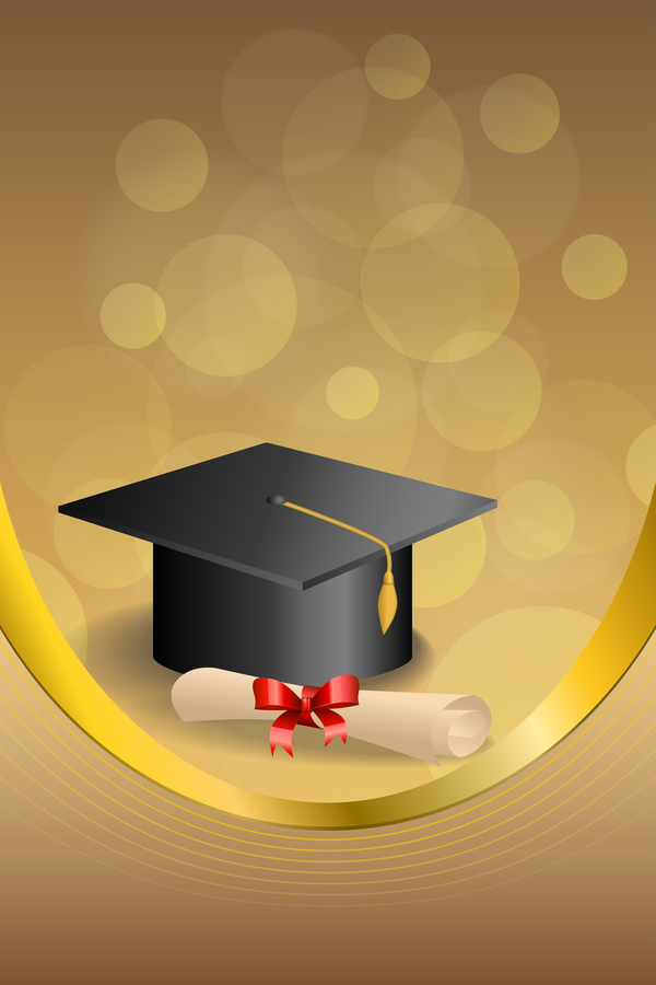 Education diploma with graduation cap and abstract background vector 04  free download