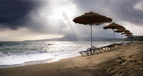 Evening beach landscape Stock Photo