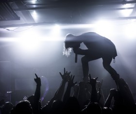 Excited music party in night club Stock Photo