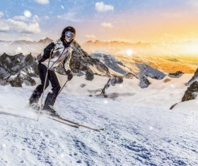 Exciting alpine skiing Stock Photo 03