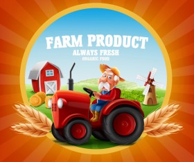 Farm and tractor labels vector 02