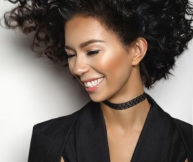 Fashion make-up curly hair woman Stock Photo 02