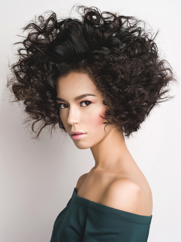 Fashion make-up curly hair woman Stock Photo 06