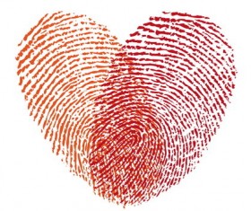 Fingerprint with hearts vector