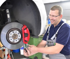 Flat car tire keel Stock Photo