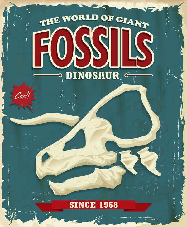 Fossils dinosaur poster vector
