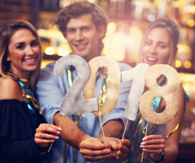 Friends celebrating New Year Stock Photo 01