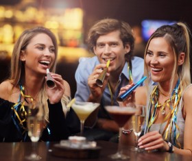 Friends celebrating New Year Stock Photo 02