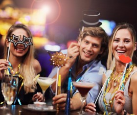 Friends celebrating New Year Stock Photo 04