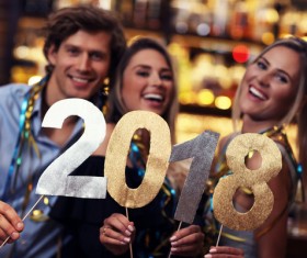 Friends celebrating New Year Stock Photo 05