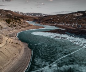 Frozen river water Stock Photo