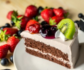 Fruit chocolate cake Stock Photo