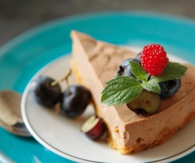 Fruit decorated cheesecake Stock Photo 01