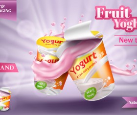 Fruit yoghurt poster template vector