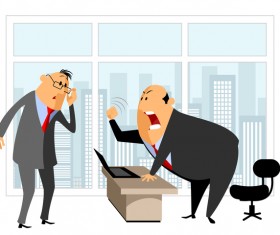 Funny cartoon professional staff of office vector 02