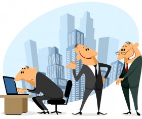 Funny cartoon professional staff of office vector 03