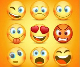 Funny round yellow expression icons