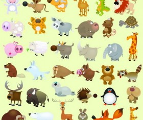 Funny wild animals cartoon illustration vector 01
