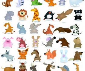 Funny wild animals cartoon illustration vector 02