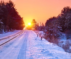 Glaring sunshine and beautiful winter snow scene Stock Photo 04