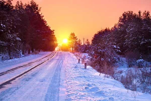 Glaring sunshine and beautiful winter snow scene Stock Photo 04