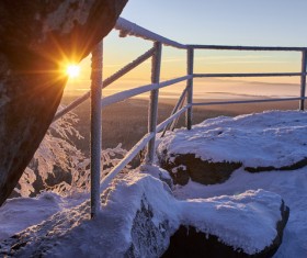 Glaring sunshine and beautiful winter snow scene Stock Photo 08