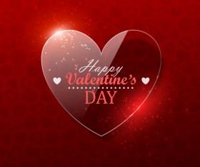 Glass heart with valentine background vector 01