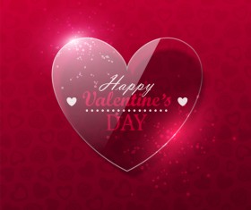 Glass heart with valentine background vector 02