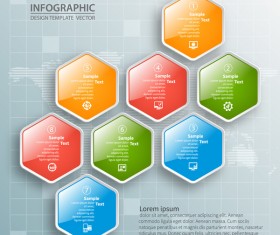Glass textured hexagon infographic template vector 02