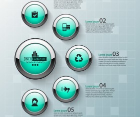 Glass textured round button infographic vector