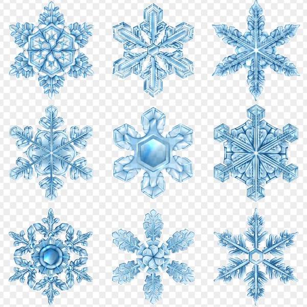 Glass textured snowflake illustration vectors set