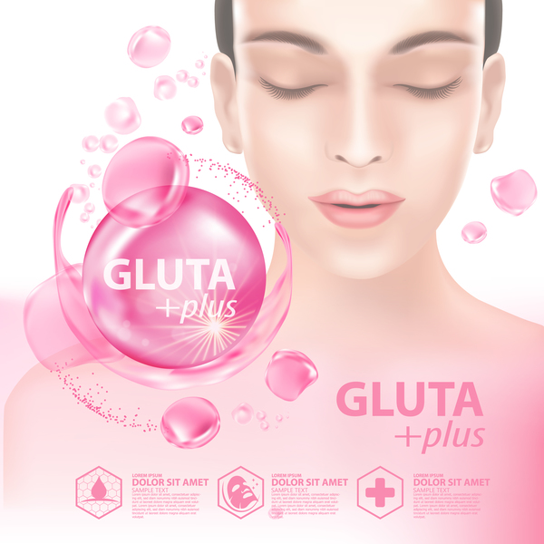 Gluta plus advertising poster template vector 09