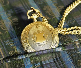 Gold high-end pocket watch Stock Photo