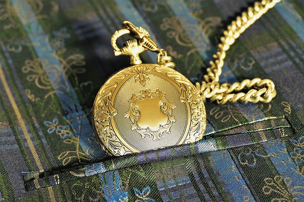 Gold high-end pocket watch Stock Photo