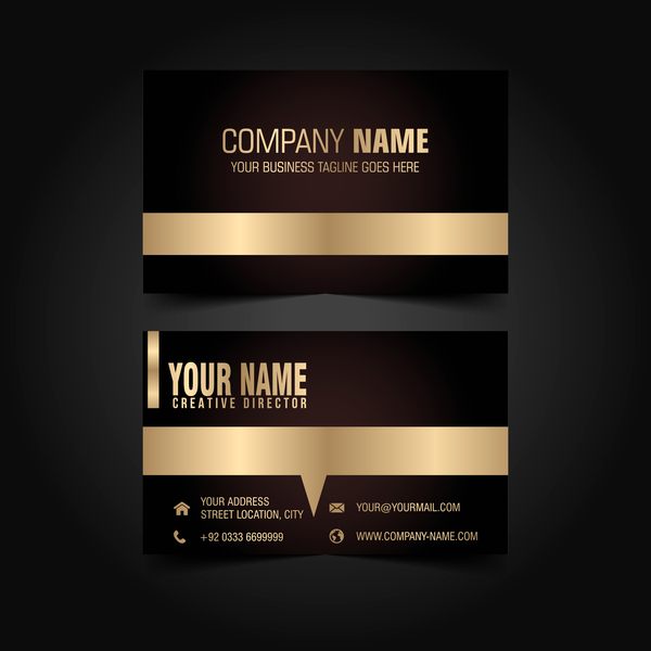 Golden with black luxury business card template vector 01