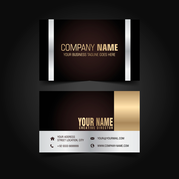 Golden with black luxury business card template vector 08