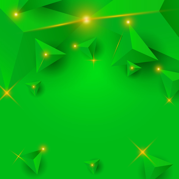 Green triangle background with star light vector