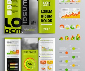 Green with black brochure cover with business infographic vector 06
