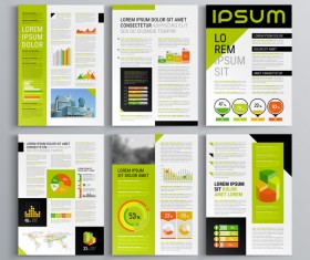 Green with black brochure cover with business infographic vector 08
