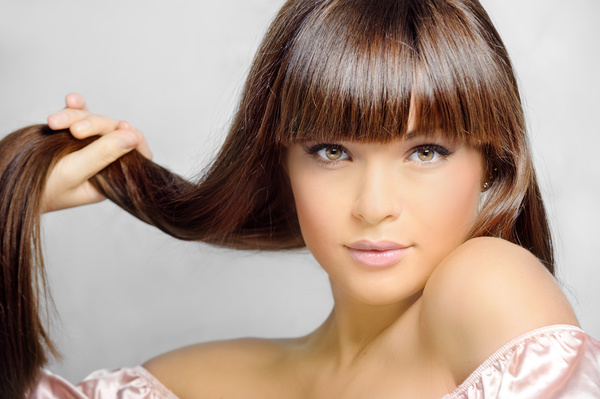 Hair fluttering beautiful girl Stock Photo