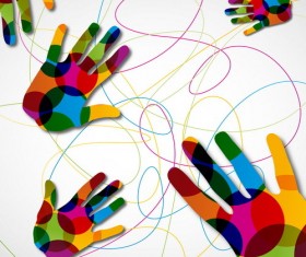 Hand with colored lines vector