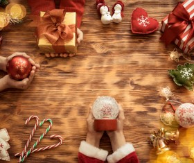 Hands holding Christmas gift Stock Photo