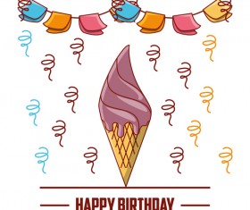 Happy birthday card with ice cream vector