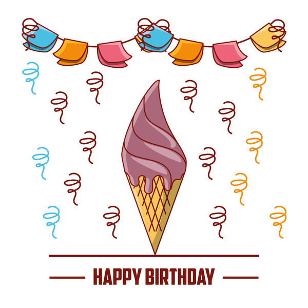 Happy birthday card with ice cream vector