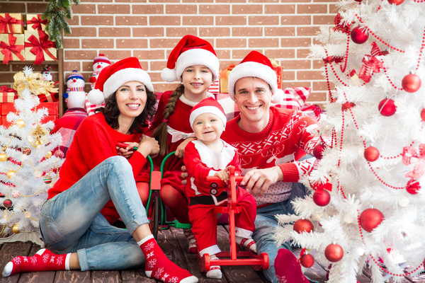 Happy family photo Christmas Stock Photo